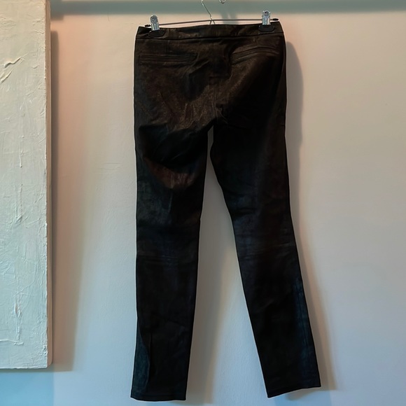 Helmut Lang lamb skin leather (with stretch) straight leg pant. Black. Size 0. - Picture 2 of 4